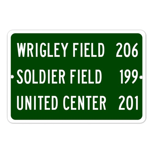 Chicago Sports Venues Wrigley Field Soldier Field Distance Road Tin Metal Sign - Tin Sign Factory Australia