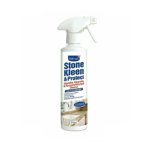 Spray bottle labeled 'Stone Kleen & Protect' 