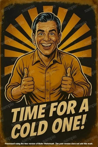 Time for a Cold One Beer Sign – Vintage Wall Art for Pubs Garages Man Cave Decor