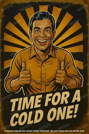 Time for a Cold One Beer Sign – Vintage Wall Art for Pubs Garages Man Cave Decor