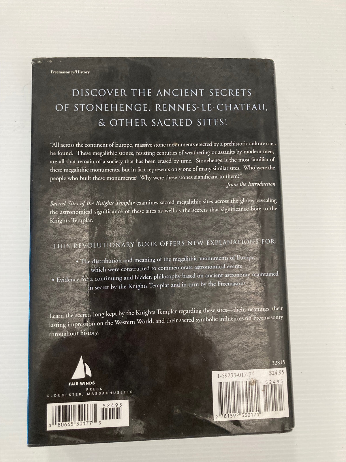 Sacred Sites of the Knights Templar back cover