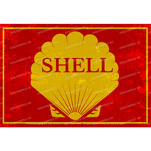 SHELL Rustic Look Vintage Man Cave Shed-Garage and Bar 60x40cm Tin Décor Metal Sign