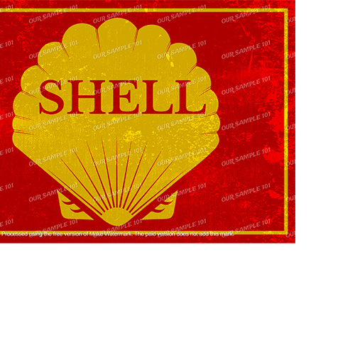 SHELL Rustic Look Vintage Man Cave Shed-Garage and Bar 60x40cm Tin Décor Metal Sign