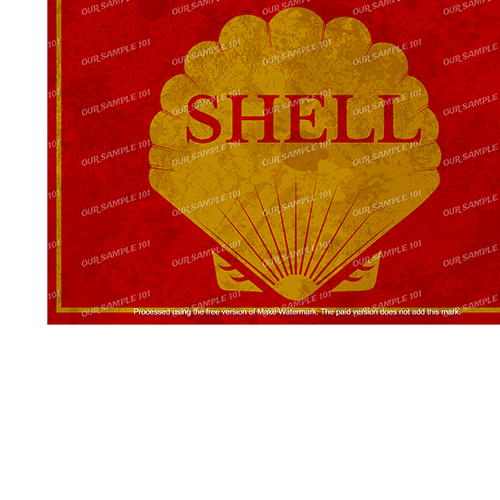 SHELL Rustic Look Vintage Man Cave Shed-Garage and Bar 60x40cm Tin Décor Metal Sign
