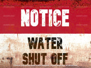 WATER SHUT OFF Rustic Look Home Warning Wall Décor Reproduction Bar Wall Tin Metal Signs