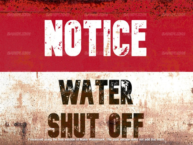 WATER SHUT OFF Rustic Look Home Warning Wall Décor Reproduction Bar Wall Tin Metal Signs