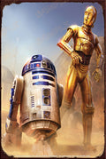 STAR WARS DROIDS Retro Shed Garage Home Office Decorative Wall Rustic Look Tin Metal Signs