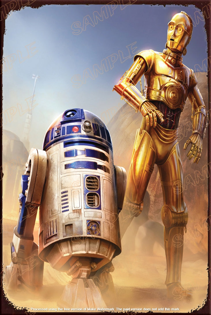 STAR WARS DROIDS Retro Shed Garage Home Office Decorative Wall Rustic Look Tin Metal Signs