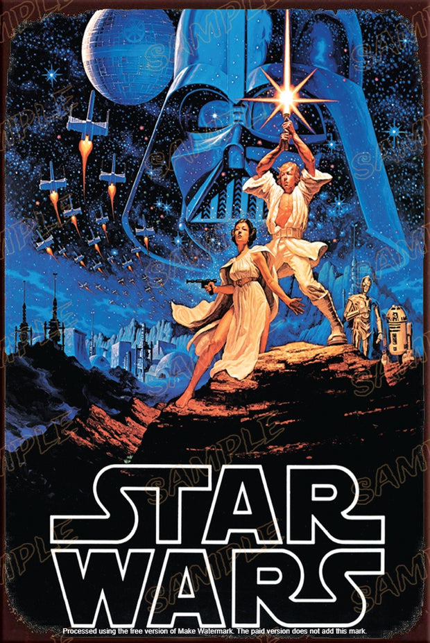 STAR WARS HILDEBRANDT Retro Shed Garage Home Office Decorative Wall Rustic Look Tin Metal Signs