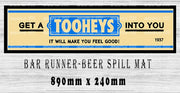 TOOHEYS INTO YOU Menu Bar Runner (890mm x 240mm) Home Cafe Shop Barware Bar Mat