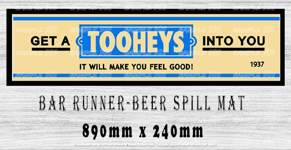 TOOHEYS INTO YOU Menu Bar Runner (890mm x 240mm) Home Cafe Shop Barware Bar Mat