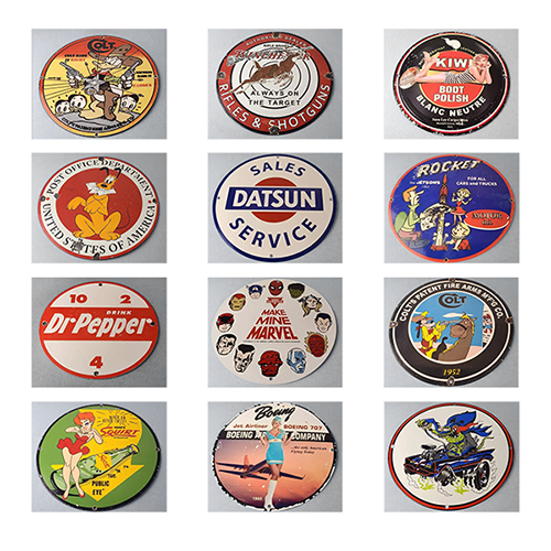 Vintage Retro Round Datsun Rocket Dr. Pepper Squirt Boeing Rat Fink Colt Kiwi Polish Marvel Decorative Metal Sign - Tin Sign Factory Australia