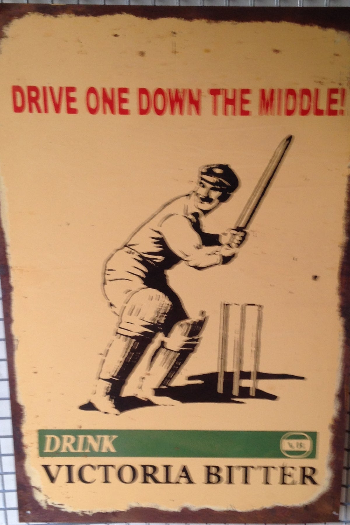 Victoria Bitter Drive One Down the Middle 20 x 30 cm metal sign