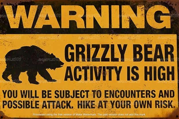 ATTACK WARNING Retro Vintage Rustic Look Home Wall Décor Reproduction Bar Wall Tin Metal Signs