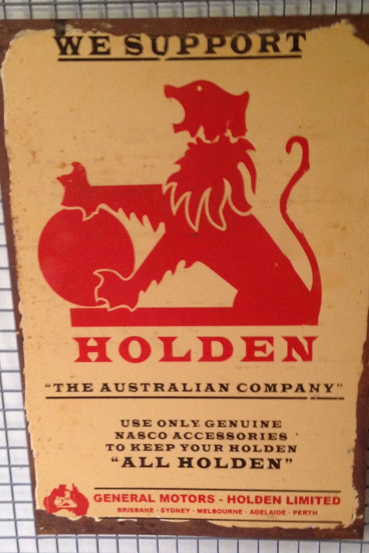 We Support Holden Australian Company 20 x 30 cm metal sign
