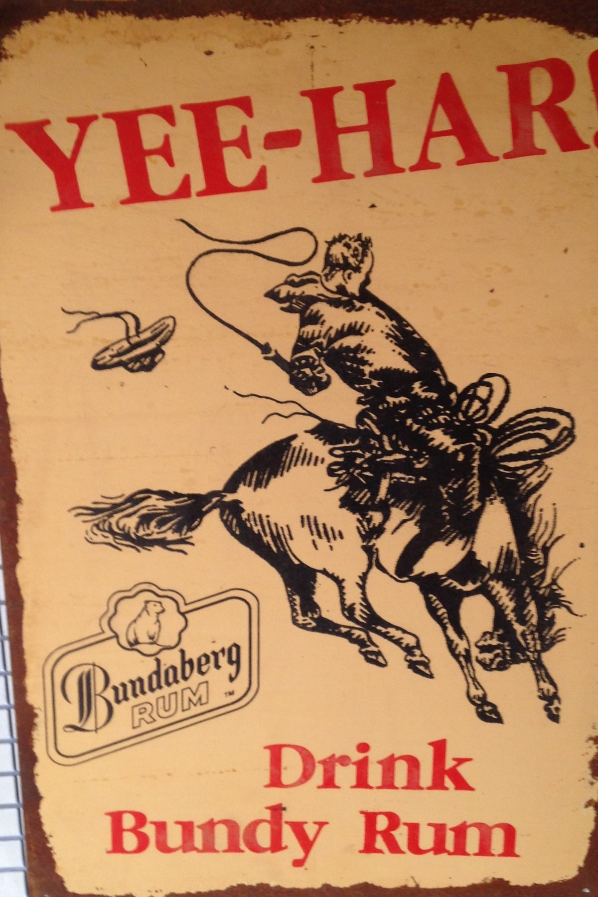 Yee-Har Drink Bundy Rum 20 x 30 cm metal sign