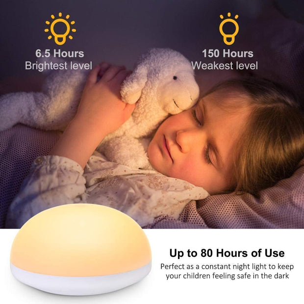 "Smart Touch Bedside Lamp: Rechargeable LED Night Light for Breastfeeding & Baby Nursery, Gentle Eye-Friendly Glow, Portable & Wireless with 2 Colors"