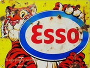 ESSO TIGER Rustic Look Vintage Tin Metal Sign Man Cave, Shed-Garage and Bar
