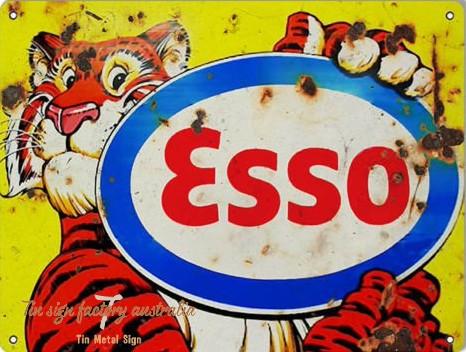 ESSO TIGER Rustic Look Vintage Tin Metal Sign Man Cave, Shed-Garage and Bar