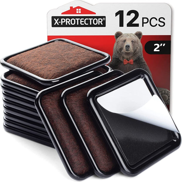 "X-Protector 12 PCS Furniture Sliders - Protect Your Hardwood Floors with Ease! 2 Inch Size for Effortless Furniture Moving"