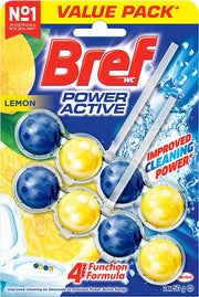 "Power Active Juicy Lemon Rim Block Toilet Cleaner - Double the Freshness in Every Pack!"