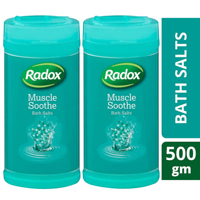 "Relax and Revive with 2X Radox Muscle Soothe Bath Salts - Herbal Relief for Tired, Aching Muscles, 500G"