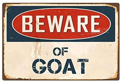 Beware Of Goat Vintage Aluminum Retro Metal Sign