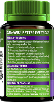 2 X Cenovis Zinc plus Supports Skin Health & Collagen Formation 150 Tablets NEW