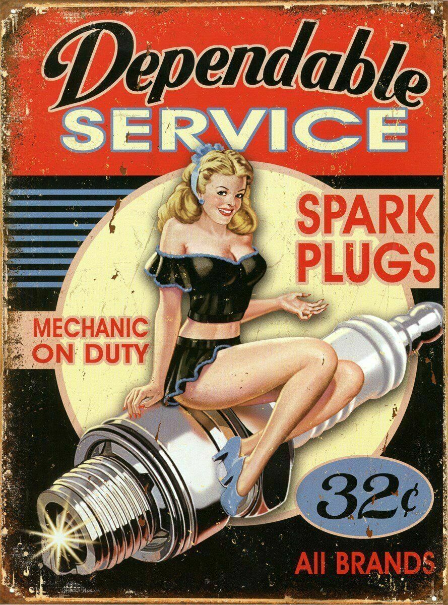 Dependable Service Rustic Look Vintage Tin Metal Sign Man Cave, Shed-Garage - Tin Sign Factory Australia