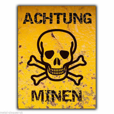Achtung Mein Rustic Look Vintage Tin Metal Sign Man Cave, Shed-Garage & Bar Sign