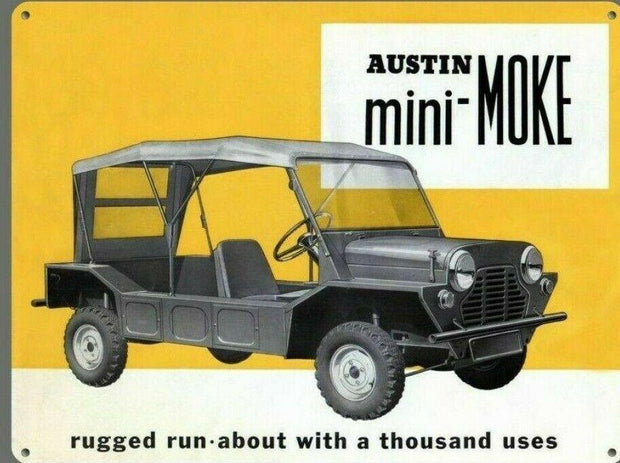 Mini Moke Rustic Look Vintage Tin Metal Sign Man Cave, Shed-Garage