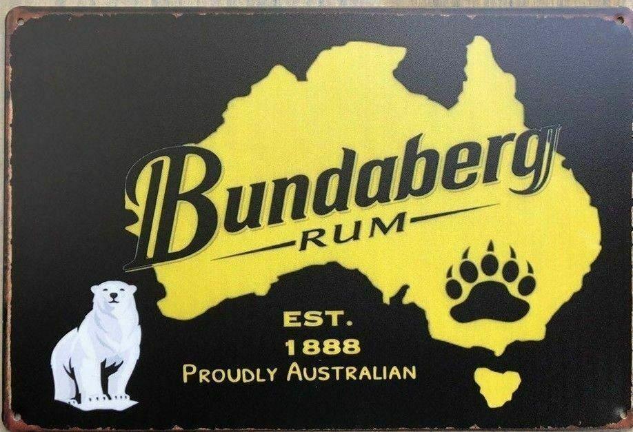 BUNDABERG RUM Rustic Look Vintage Tin Metal Sign Man Cave, Shed-Garage & Bar Sig - Tin Sign Factory Australia
