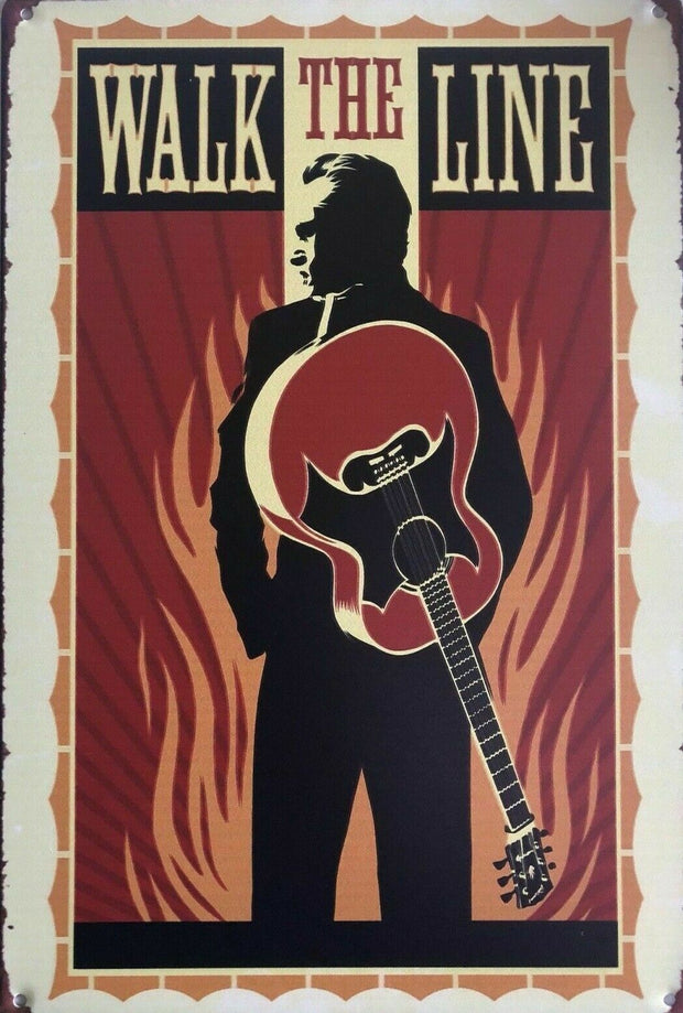 JOHNNY CASH Rustic Look Vintage Tin Metal Sign Man Cave, Shed-Garage