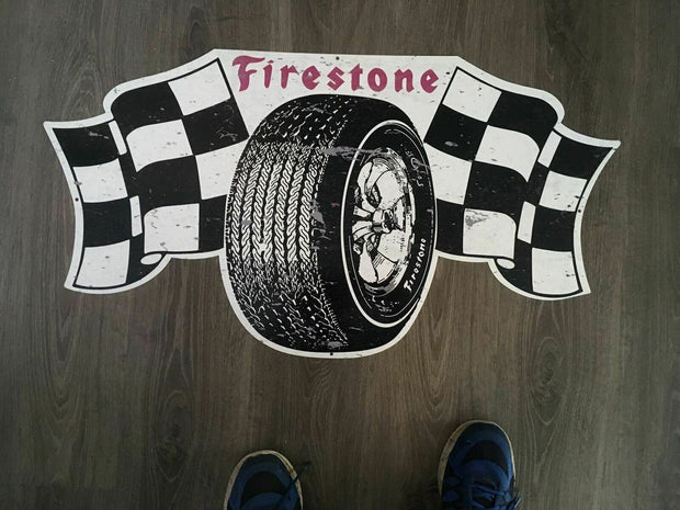 Firestone Large Tyres Metal tin cutout sign Man cave bar Free postage