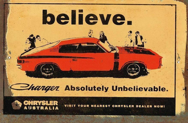 Believe in Charger metal sign 20 x 30 cm