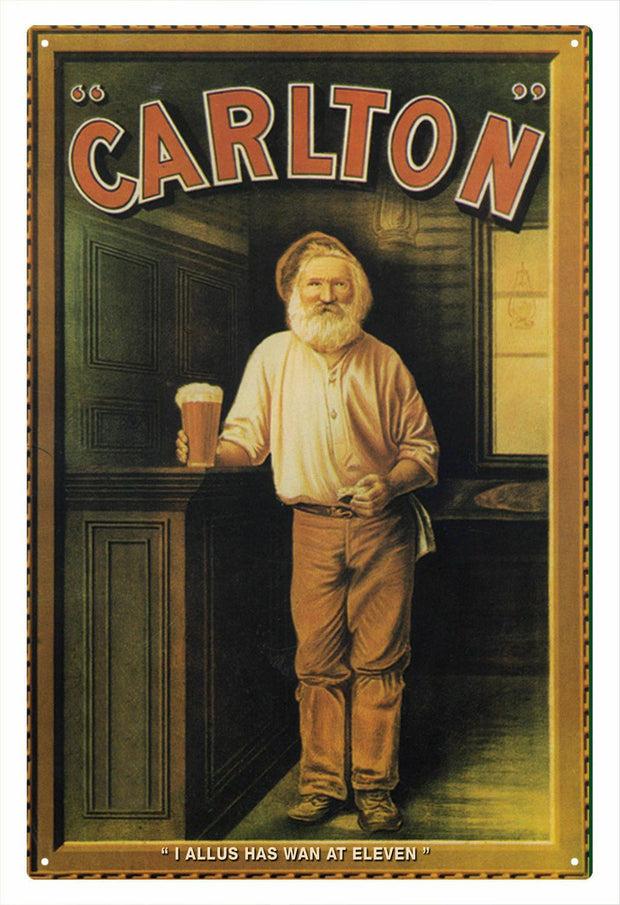 Carlton rustic Look Vintage Tin Metal Sign Man Cave, Shed-Garage