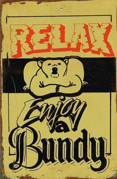 Relax Enjoy Bundy metal sign 20 x 30 cm