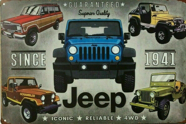 JEEP Rustic Look Vintage Tin Metal Sign Man Cave