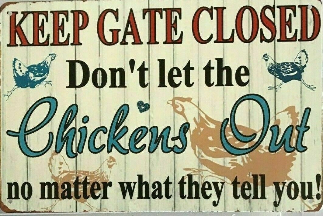 CHICKENS Rustic Look Vintage Tin Metal Sign Man Cave, Shed-Garage & Bar - Tin Sign Factory Australia
