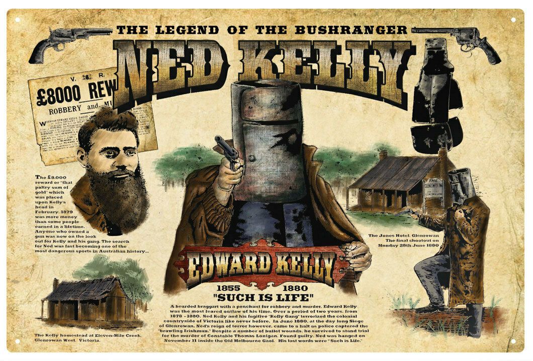 Ned Kelly Such is Life Rustic Look Vintage Metal Tin Sign MAN CAVE Shed Garage - Tin Sign Factory Australia