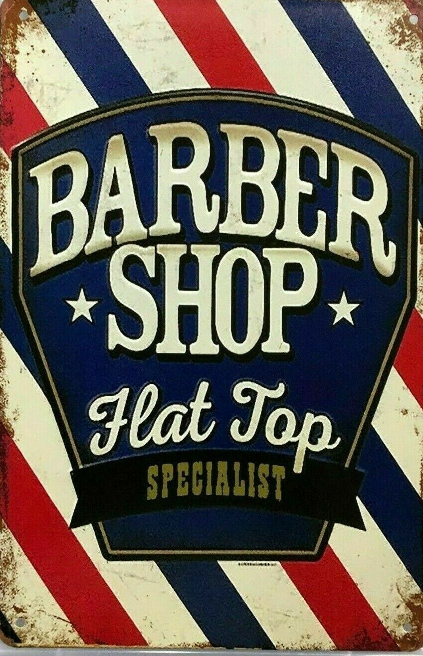BARBER SHOP Rustic Look Vintage Tin Metal Sign Man Cave, Shed-Garage & Bar Sign - Tin Sign Factory Australia