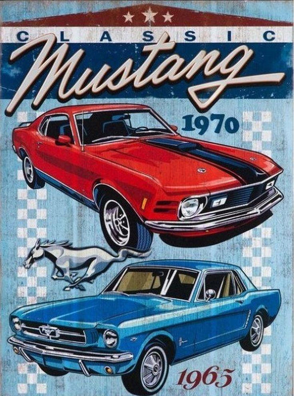 CLASSIC FORD MUSTANG 1965 1970 Retro Tin Sign Metal Plaque Car Garage Man Cave