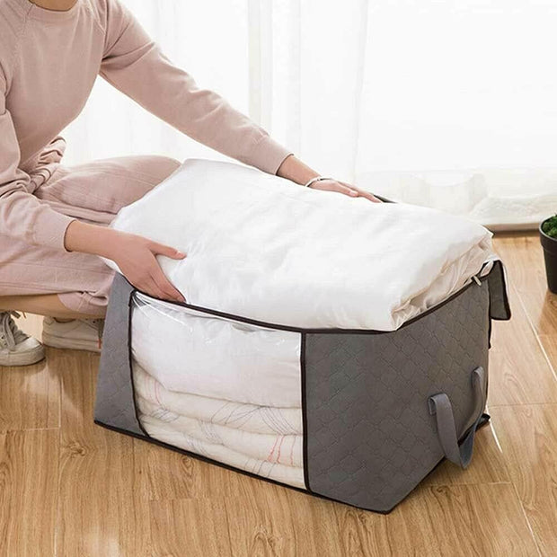 3/4x Large Clothes Quilt Blanket Storage Bag Fabric Home Organizer Zipper Box Bags (2x Vertical + 2x Horizontal)