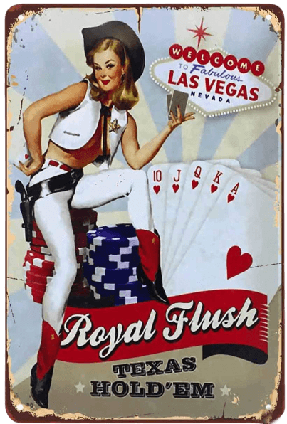 WELCOME TO LAS VEGAS NEVADA PLAYING CARDS Pin Up Girls Vintage Metal Tin Signs for Men Women Wall Art Decor
