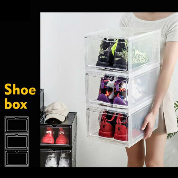 5x/10x Shoe Drawer Shoe Cases Box Rack Storage Cabinet Plastic Boxes (S Or L) (5 Box Small size)