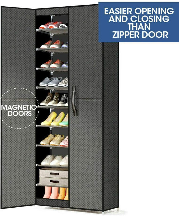 10 Tiers Shoe Rack Stackable Fabric Cabinet Storage Holder Wardrobe Organiser AU
