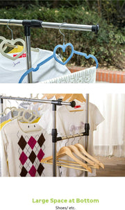 Clothes Rack Double Stainless Shelf Hanger Garment Holder Adjustable Coat
