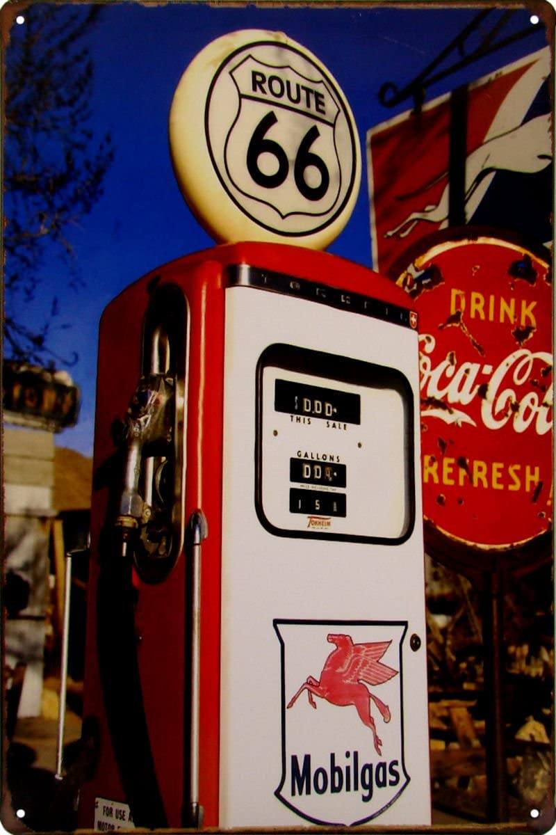 ROUTE 66 GAS FILLER Machine Coca-Cola Sign Tin Metal Sign - Tin Sign Factory Australia