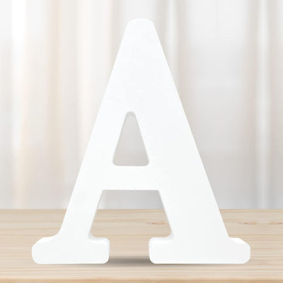4 Inch 3D White Wooden Letters, Unfinished Wooden Alphabet Letters for Wall Decor Decorative - Wood Crafts Standing Letters Slices Sign Board Decoration for Party Decor DIY Craft（Letter A）