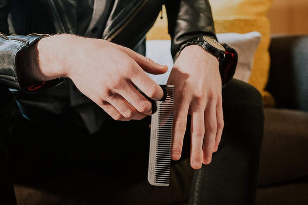 "Upgrade Your Grooming Game with Chicago Comb's Sleek Carbon Fiber Combs - Explore Our Range of Models!"